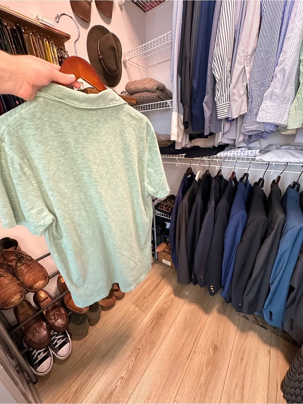 J. Crew Men's Garment-Dyed Mint Green Polo with Chest Pocket